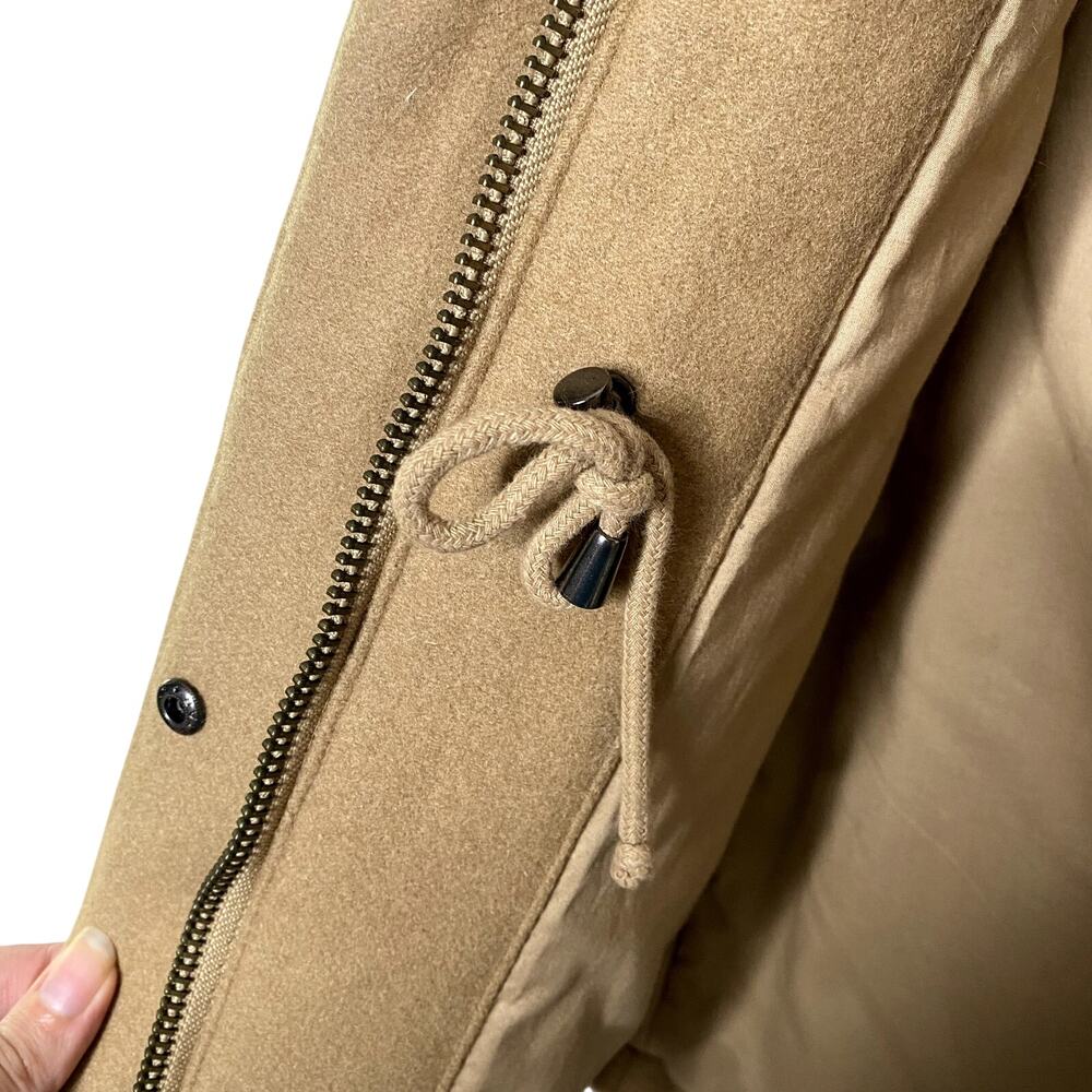 The Kooples Wool Blend Mockneck Utility Pea Coat Small Snap Front Zip Jacket Tan - Picture 9 of 15